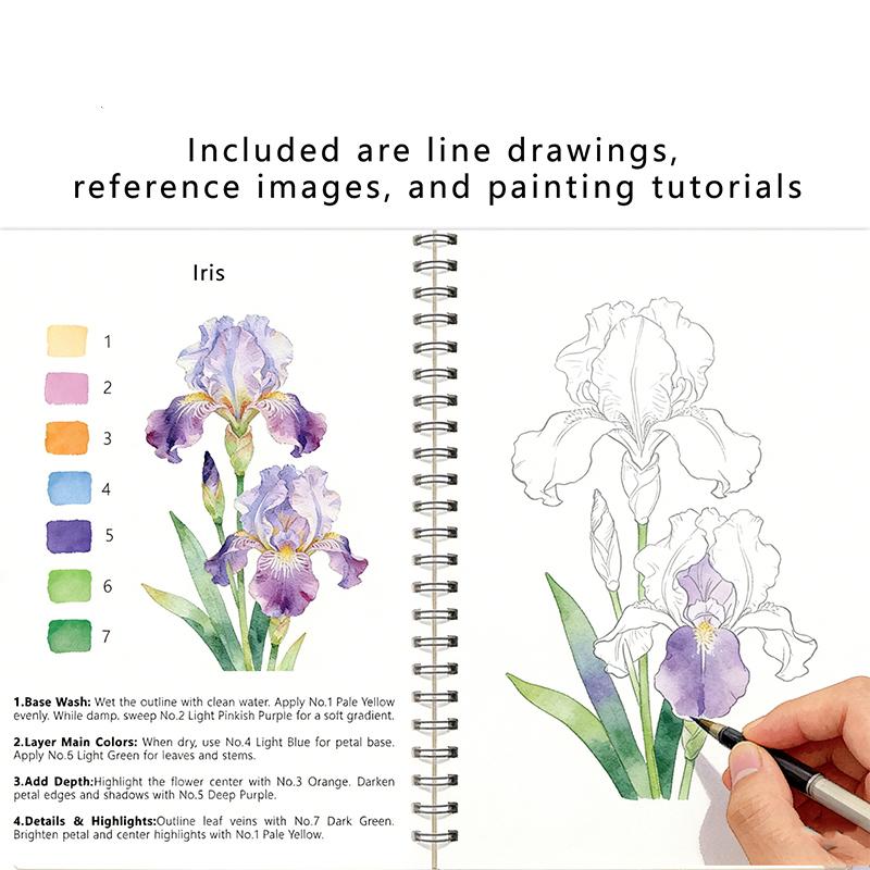 Stationery Books - Hot Sale Spiral Bound Watercolor Flower