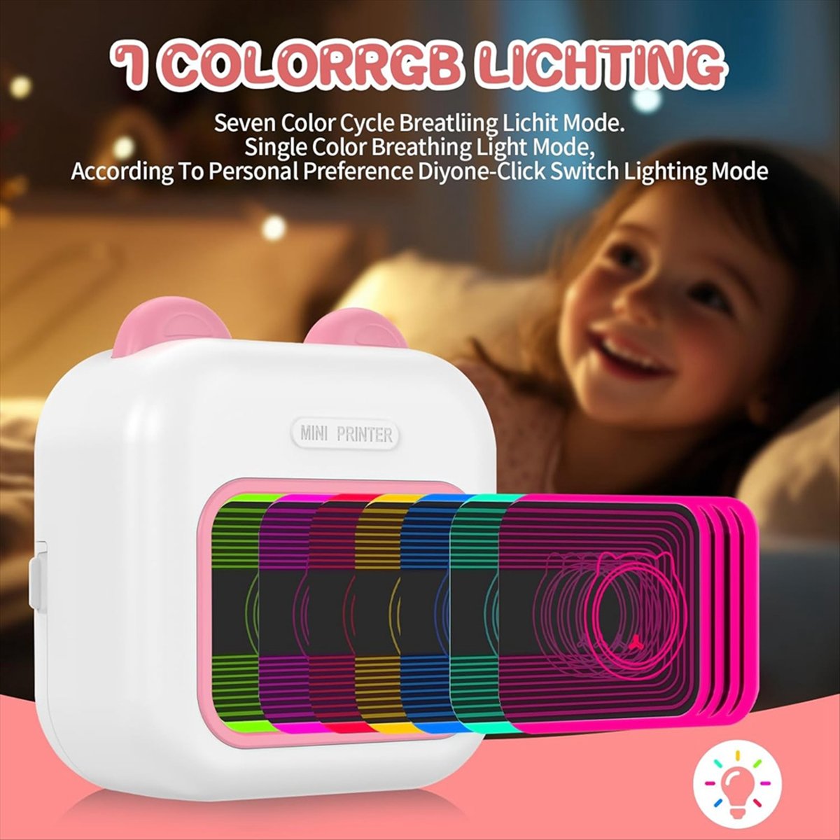 Mini Sticker Printer RGB Light - Mini Pocket Thermal Printer Paper Roll recension och pris